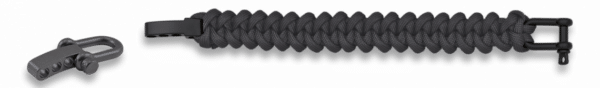 Βραχιόλι Επιβίωσης Paracord Bracelet 33951-NE από Πλεγμένο Κορδόνι, Μαύρο – Albainox