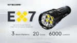 Φακός Led Χειρός EX7 Επαναφορτιζόμενος 6000 Lumens με 3 Τύπους Δέσμης Φωτισμού, Εμβέλεια 500m, Μπαταρία 5500mAh, USB-C και Αδιαβροχοποίηση IP68, Μαύρος – Nitecore. - Image 6