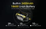 Φακός Led Κεφαλής NU43 Επαναφορτιζόμενος 1400 Lumens με Εμβέλεια 130m, Μπαταρία 3400mAh, Κόκκινο Φως, Φόρτιση USB-C και Αδιαβροχοποίηση IP68, Μαύρος – Nitecore. - Image 8