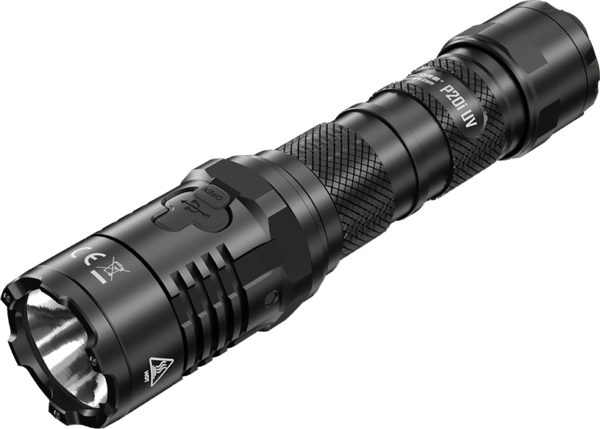 Φακός Led Χειρός P20i UV Precise Tactical Επαναφορτιζόμενος 1800 Lumens με Εμβέλεια 337m, Υπεριώδη Φωτισμό UV 365nm, Μπαταρία 4000mAh, USB-C, Λειτουργία Strobe και Αδιαβροχοποίηση IP68, Μαύρος – Nitecore