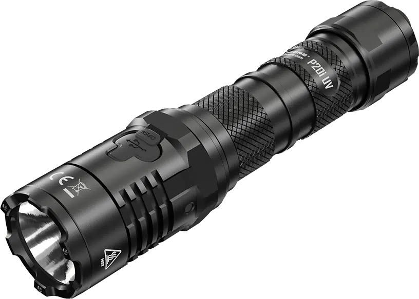NITECORE_P20iUV_001_GROP Φακός Led Χειρός P20i UV Precise Tactical Επαναφορτιζόμενος 1800 Lumens με Εμβέλεια 337m, Υπεριώδη Φωτισμό UV 365nm, Μπαταρία 4000mAh, USB-C, Λειτουργία Strobe και Αδιαβροχοποίηση IP68, Μαύρος – Nitecore - Image 1