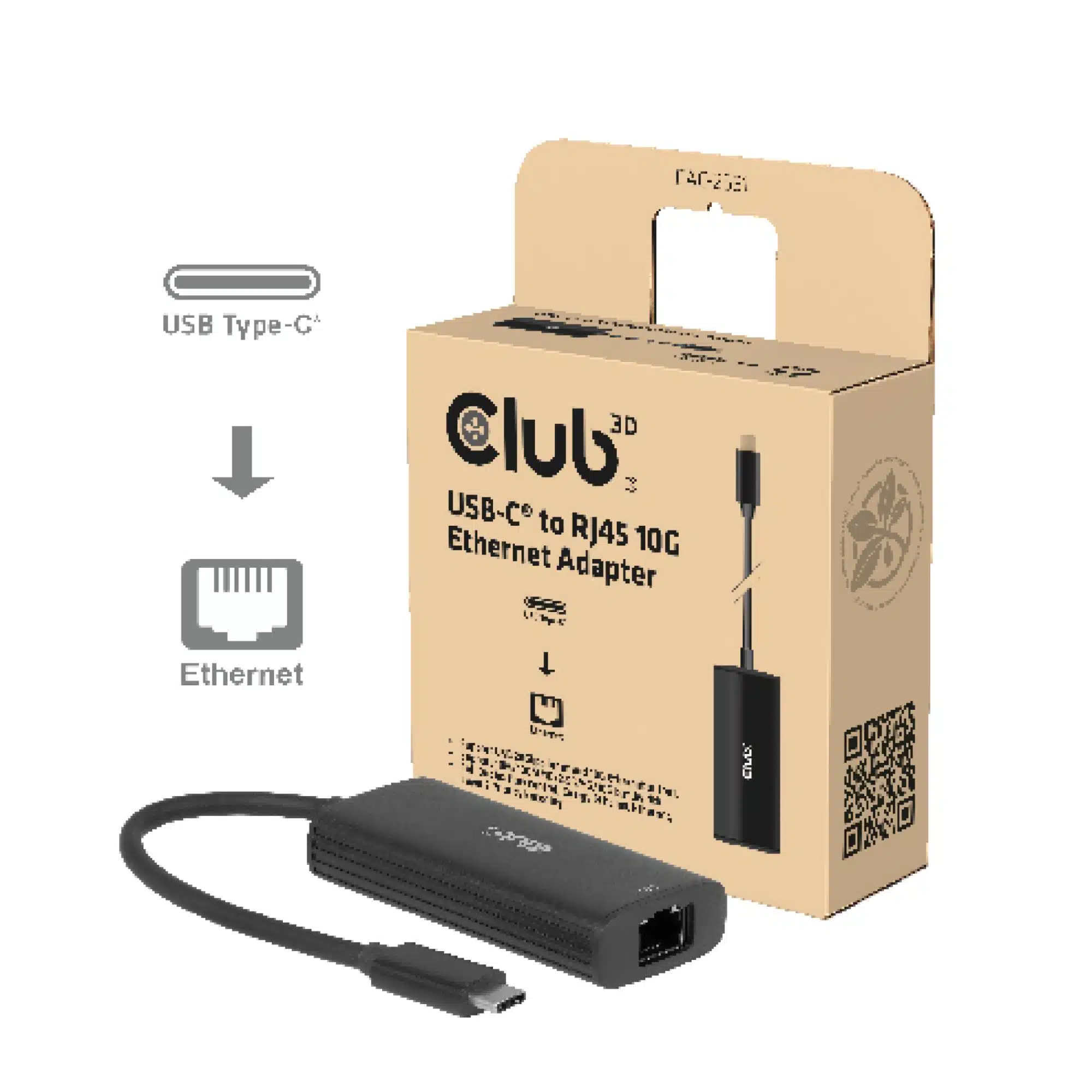 elko-49616-0019ade00c6e Αντάπτορας Δικτύου USB-C σε Ethernet 10Gbps CAC-2531 CLUB3D - Image 1