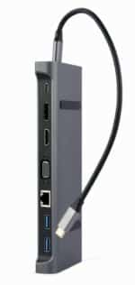 Hub USB-C 9 σε 1 με 3 θύρες USB-A και USB PD 87W A-CM-COMBO9-02 GEMBIRD