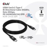 Καλώδιο USB4 Gen 2x2 USB-C 20Gbps 240W 2m CAC-1575 CLUB3D - Image 6
