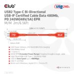 Καλώδιο USB-C σε USB-C 2 m, USB PD έως 240 W CAC-1573 CLUB3D - Image 8