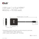 USB-C Hub με 2 HDMI 4K60Hz και φόρτιση PD 100W CSV-1558 CLUB3D - Image 3