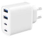 Φορτιστής USB 4 Θυρών GaN 40W με USB-C PD και Quick Charge 3.0 TA-UC-2A2C-PD40-01-W GEMBIRD
