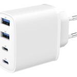 Φορτιστής USB 4 Θυρών GaN 40W με USB-C PD και Quick Charge 3.0 TA-UC-2A2C-PD40-01-W GEMBIRD