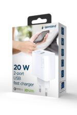 Φορτιστής USB-C και USB-A 20W PD και Quick Charge 3.0 TA-UC-PDQC20-01-W GEMBIRD - Image 5