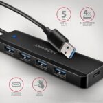 USB Hub 4 Θυρών USB-A 5Gbps με Είσοδο Τροφοδοσίας USB-C HUE-C1A AXAGON - Image 2