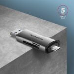 Αναγνώστης Καρτών Μνήμης SD και microSD USB-A/USB-C 3.0 CRE-SAC AXAGON - Image 3