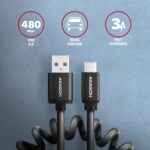 Σπειροειδές Καλώδιο USB-C σε USB-A 60 cm, 3A BUCM-AM10TB AXAGON - Image 2