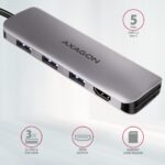 Hub USB-C 5 σε 1 με HDMI 4K και αναγνώστη καρτών SD HMC-HCR3A AXAGON - Image 2
