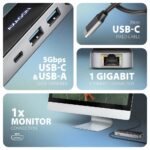 USB-C Hub 6 σε 1 με HDMI 4K, Gigabit Ethernet και Power Delivery 100W HMC-6GLN AXAGON - Image 5
