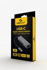 USB-C Gigabit Adapter Δικτύου με Hub 3 Θυρών USB 3.2 Gen 1 A-CMU3-LAN-01 GEMBIRD - Image 3
