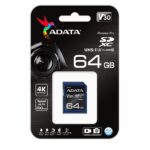 Κάρτα Μνήμης SDXC 64GB UHS-I U3 V30 100MB/s ASDX64GUI3V30S-R ADATA - Image 2